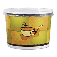 Streetside Squat Paper Food Container with Lid, Streetside Design, 12 oz, 250/Carton (70412)