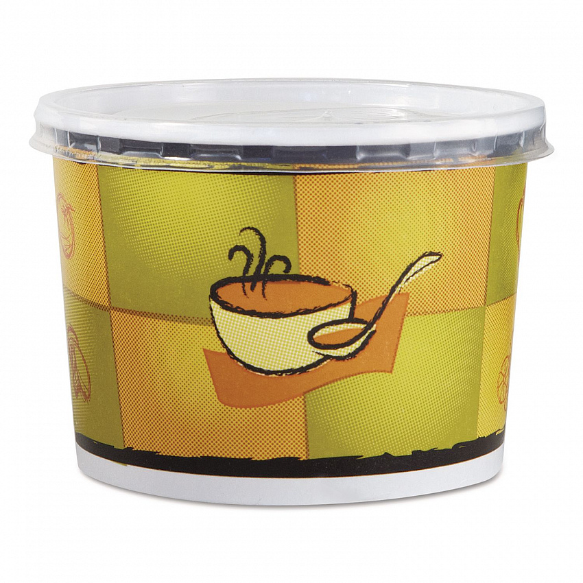 Streetside Squat Paper Food Container with Lid, Streetside Design, 12 oz, 250/Carton (70412)