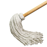 Handle/Deck Mops, #24 White Rayon Head, 54" Natural Wood Handle, 6/Pack (124R)