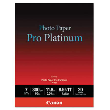 Canon Photo Paper Pro Platinum, 11.8 mil, 8.5 x 11, High-Gloss White, 20/Pack (2768B022)