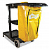 Janitorial Cart, Plastic, 3 Shelves, 1 Bin, 20.5