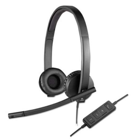 Logitech USB H570e Over-the-Head Wired Headset, Binaural, Black (981000574)