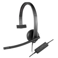 Logitech USB H570e Over-the-Head Wired Headset, Monaural, Black (981000570)