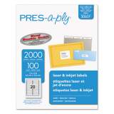 PRES-a-ply Labels, Laser Printers, 1 x 4, White, 20/Sheet, 100 Sheets/Box (30601)