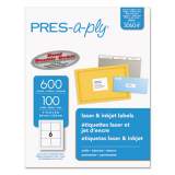 PRES-a-ply Labels, Laser Printers, 3.33 x 4, White, 6/Sheet, 100 Sheets/Box (30604)