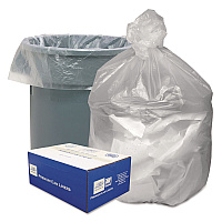 Waste Can Liners, 45 gal, 10 mic, 40" x 46", Natural, 25 Bags/Roll, 10 Rolls/Carton (GNT4048)