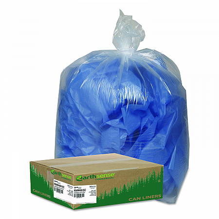 Linear Low Density Clear Recycled Can Liners, 45 gal, 1.5 mil, 40