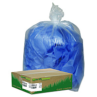 Linear Low Density Clear Recycled Can Liners, 33 gal, 1.25 mil, 33" x 39", Clear, 10 Bags/Roll, 10 Rolls/Carton (RNW4015C)