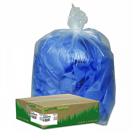 Linear Low Density Clear Recycled Can Liners, 33 gal, 1.25 mil, 33