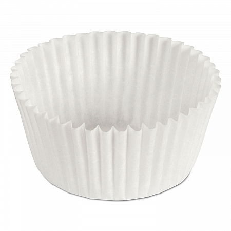 Fluted Bake Cups, 1 oz, 3.5 x 1.5 x 1, White, Paper, 500/Pack, 20 Packs/Carton (610011)