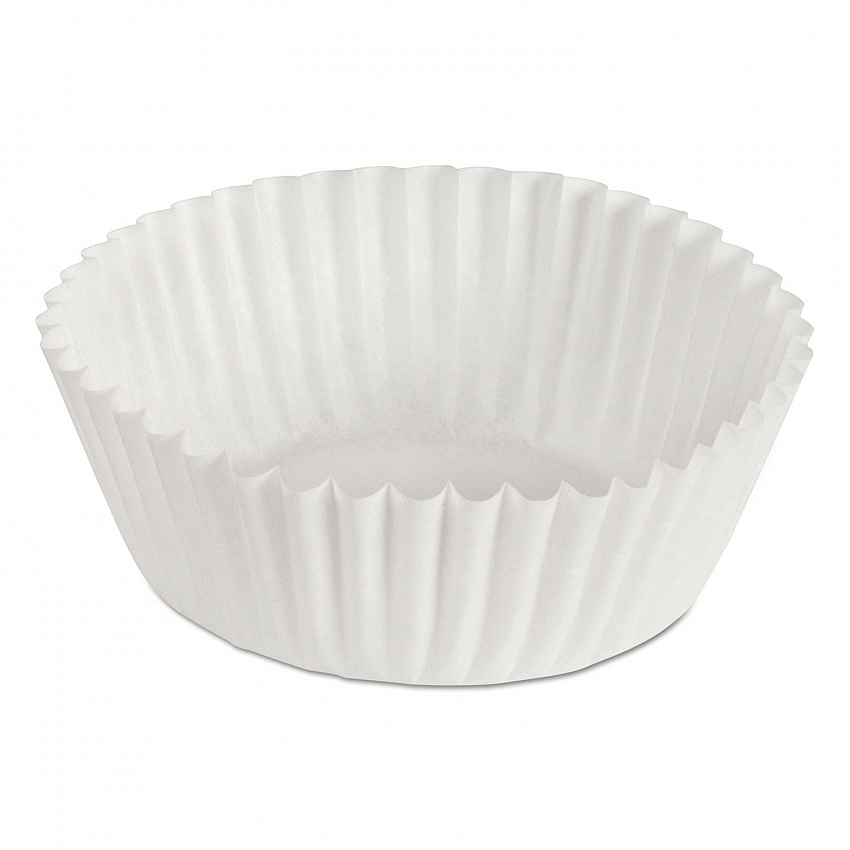 Fluted Bake Cups, 2 oz, 1.75 x 1.3 x 1.3, White, Paper, 500/Pack, 20 Packs/Carton (610020)