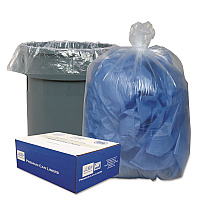 Linear Low-Density Can Liners, 56 gal, 0.9 mil, 43" x 47", Clear, 10 Bags/Roll, 10 Rolls/Carton (434722C)