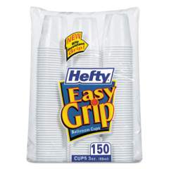 Hefty Easy Grip Disposable Plastic Bathroom Cups, 3oz, White, 150/Pack, 12 Pks/Carton (C20315CT)