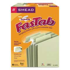 Smead Erasable FasTab Hanging Folders, Letter Size, 1/3-Cut Tab, Moss, 20/Box (64032)