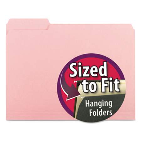 Smead Interior File Folders, 1/3-Cut Tabs, Letter Size, Pink, 100/Box (10263)