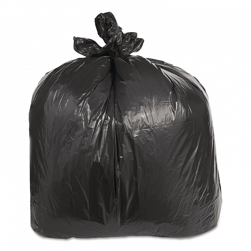 Low-Density Can Liners, 60 gal, 2.4 mil, 38" x 58", Black, Flat Pack, 100/Carton (ML3858XH)