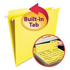 Smead FasTab Hanging Folders, Letter Size, 1/3-Cut Tab, Yellow, 20/Box (64097)