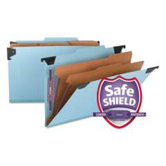 Smead FasTab Hanging Pressboard Classification Folders, Legal Size, 2 Dividers, Blue (65165)