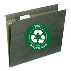 Smead 100% Recycled Hanging File Folders, Letter Size, 1/5-Cut Tab, Standard Green, 25/Box (65001)