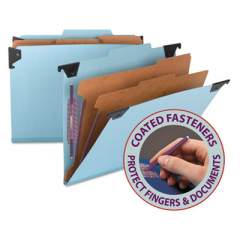 Smead FasTab Hanging Pressboard Classification Folders, Letter Size, 2 Dividers, Blue (65115)
