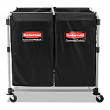 Two-Compartment Collapsible X-Cart, Synthetic Fabric, 2.49 cu ft Bins, 24.1" x 35.7" x 34", Black/Silver (1881781)
