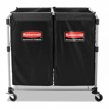 Two-Compartment Collapsible X-Cart, Synthetic Fabric, 2.49 cu ft Bins, 24.1
