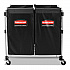 Two-Compartment Collapsible X-Cart, Synthetic Fabric, 2.49 cu ft Bins, 24.1