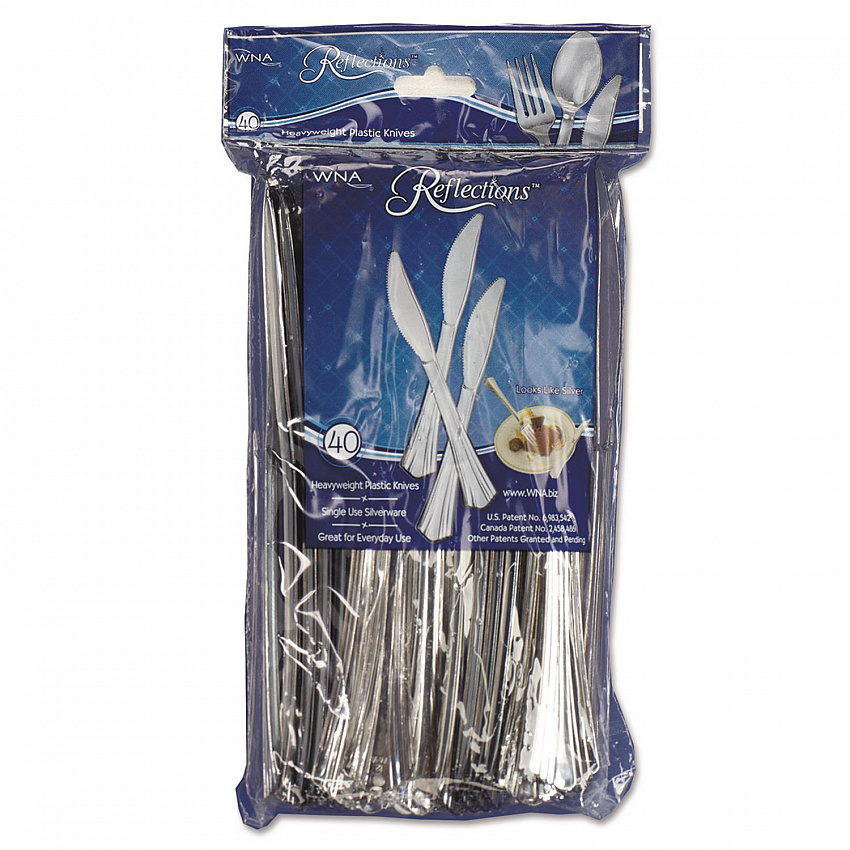 Reflections Heavyweight Plastic Utensils, Knife, Silver, 40/Pack, 8 Packs/Carton (REF320KN)