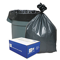 Can Liners, 30 gal, 1.35 mil, 30" x 36", Gray, 10 Bags/Roll, 10 Rolls/Carton (PLA3770)