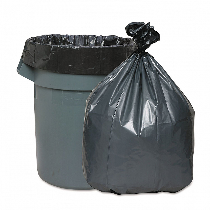 Can Liners, 60 gal, 1.55 mil, 39" x 56", Gray, 5 Bags/Roll, 5 Rolls/Carton (PLA5525)