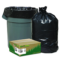 Linear Low Density Recycled Can Liners, 60 Gallon, 1.65 mil, 38" x 58", Black, 10 Bags/Roll, 10 Rolls/Carton (RNW6060)