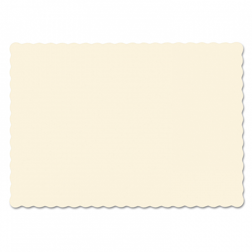 Placemats, Smooth Surface, Scalloped Edges, 13.5" x 9.5", Ecru, 1,000/Carton (310522)