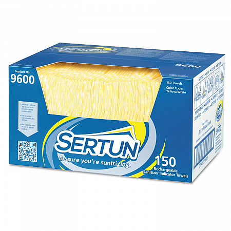 Color-Changing Rechargeable Sanitizer Indicator Towels, 1-Ply, 13.5 x 18, Unscented, Yellow/White/Blue, 150/Carton (9600)
