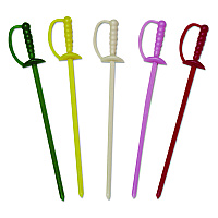 Sword Picks, Plastic, 3.25", Assorted Colors, 10,000/Carton (RP147)