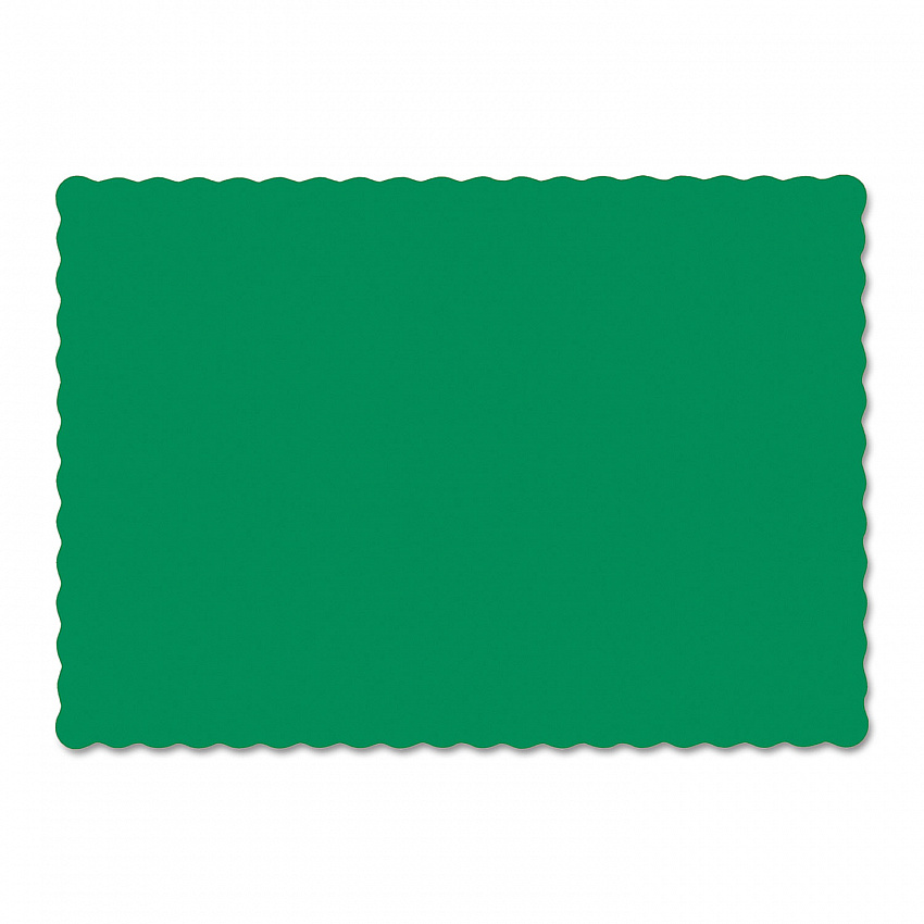 Placemats, Smooth Surface, Scalloped Edges, 13.5" x 9.5", Jade, 1,000/Carton (310526)