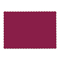 Placemats, Smooth Surface, Scalloped Edges, 13.5" x 9.5", Burgundy, 1,000/Carton (310524)