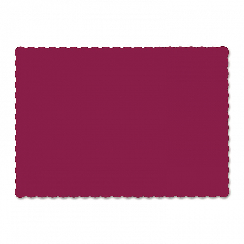 Placemats, Smooth Surface, Scalloped Edges, 13.5" x 9.5", Burgundy, 1,000/Carton (310524)