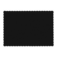 Placemats, Smooth Surface, Scalloped Edges, 13.5" x 9.5", Black, 1,000/Carton (310551)