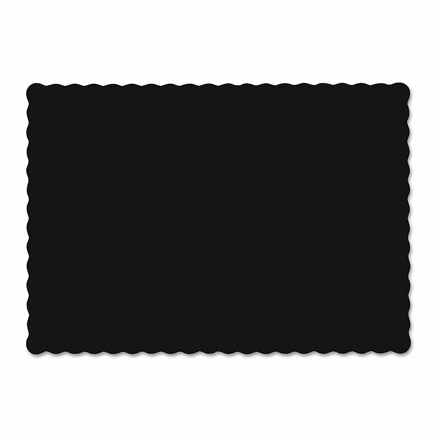 Placemats, Smooth Surface, Scalloped Edges, 13.5" x 9.5", Black, 1,000/Carton (310551)