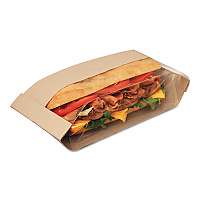 Dubl View Sandwich Bags, 11.75" x 4.25" x 2.75", Natural Brown/Clear, 500/Carton (300090)