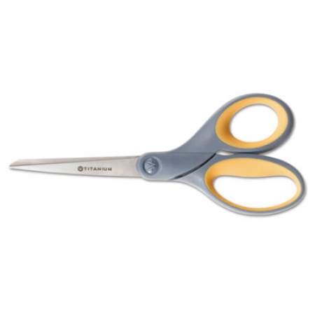 AbilityOne 5110016296580 SKILCRAFT Westcott Titanium Bonded Scissors, 7" Long, 3.25" Cut Length, Gray/Yellow Straight Handle
