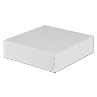 White One-Piece Non-Window Bakery Boxes, 9 x 9 x 2.5, White, Paper, 250/Carton (0953)