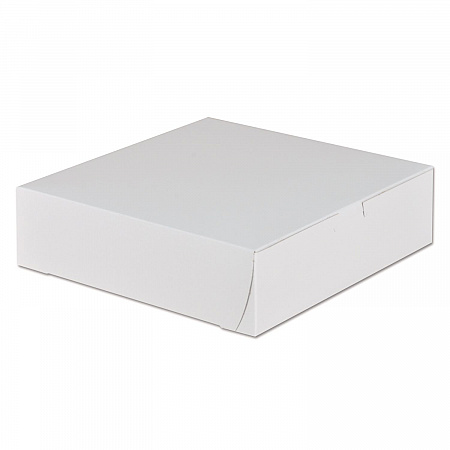 White One-Piece Non-Window Bakery Boxes, 9 x 9 x 2.5, White, Paper, 250/Carton (0953)