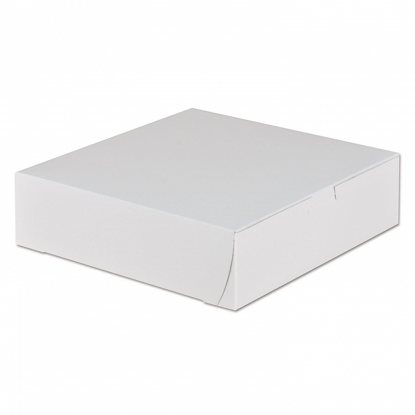 White One-Piece Non-Window Bakery Boxes, 9 x 9 x 2.5, White, Paper, 250/Carton (0953)