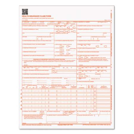 TOPS Centers for Medicare and Medicaid Services Claim Forms, CMS1500/HCFA1500, 8.5 x 11, 500 Forms/Pack (50126RV)