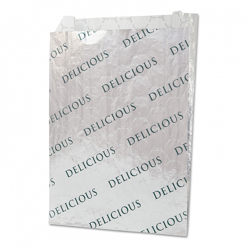 Foil/Paper/Honeycomb Insulated Bag, Delicious Labeling, 8" x 2" x 6", White, 1,000/Carton (300519)