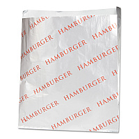 Foil Single-Serve Bags, Hamburger Labeling, 6" x 0.75" x 6.5", Silver/Red, 1,000/Carton (300527)