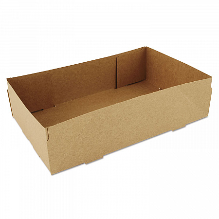 4-Corner Pop-Up Food and Drink Tray, 8.63 x 5.5 x 2.25, Brown, Paper, 500/Carton (0122)