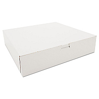 White One-Piece Non-Window Bakery Boxes, 12 x 12 x 2.75, White, Paper, 100/Carton (0984)
