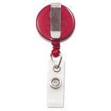 Advantus Translucent Retractable ID Card Reel, 34" Extension, Red, 12/Pack (75471)